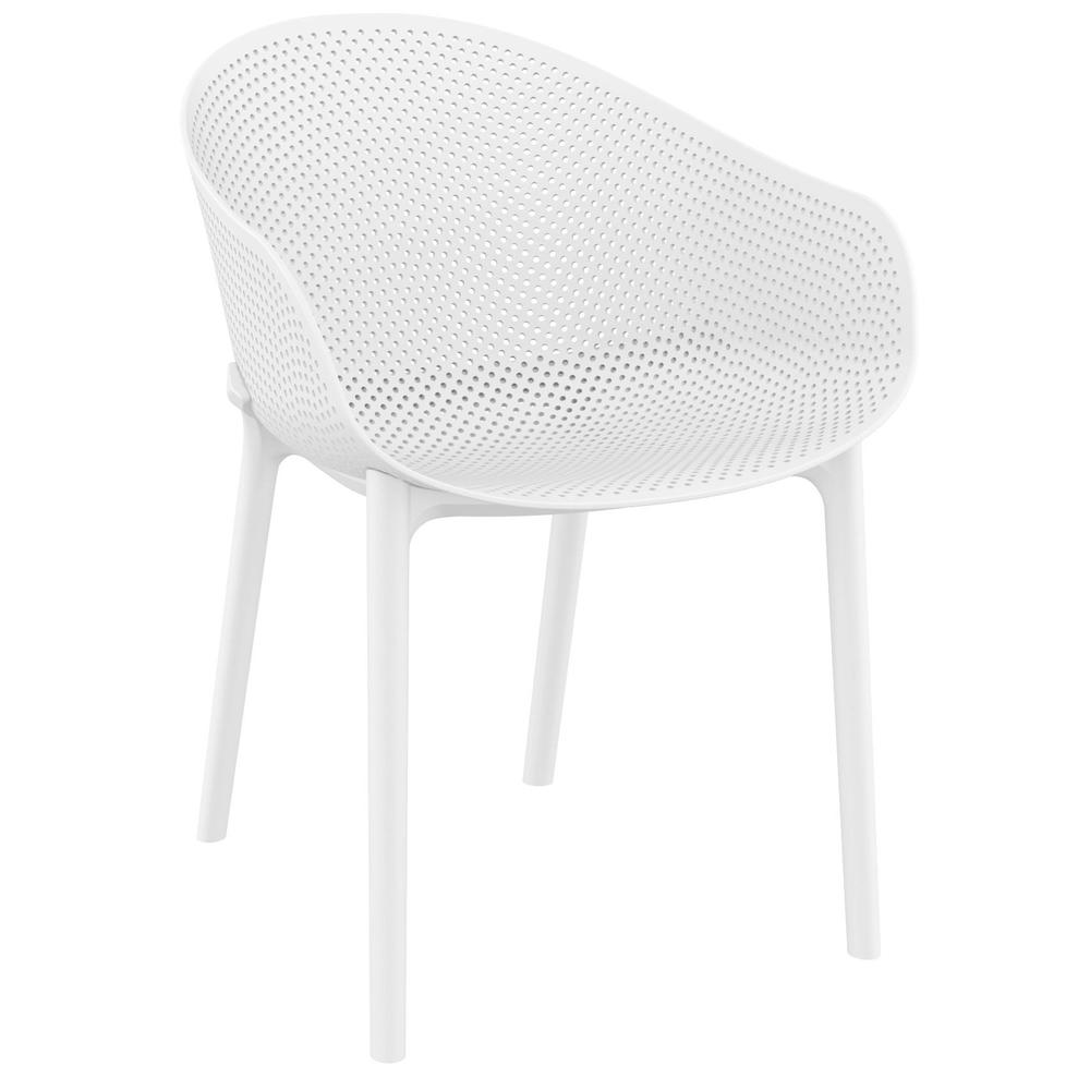 Sky Dining Set with 2 Arm Chairs White