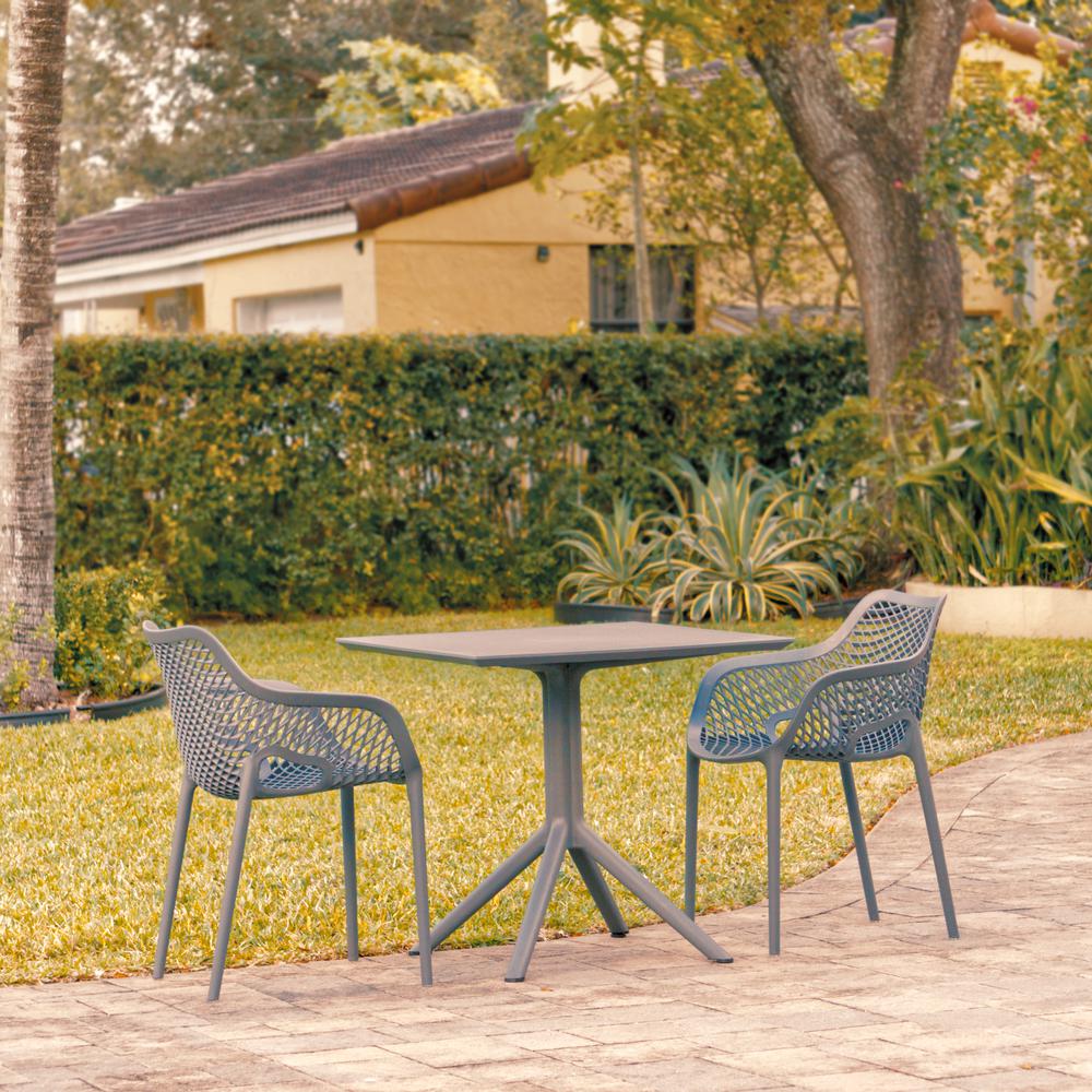 Air XL Patio Dining Set with 2 Arm Chairs Dark Gray