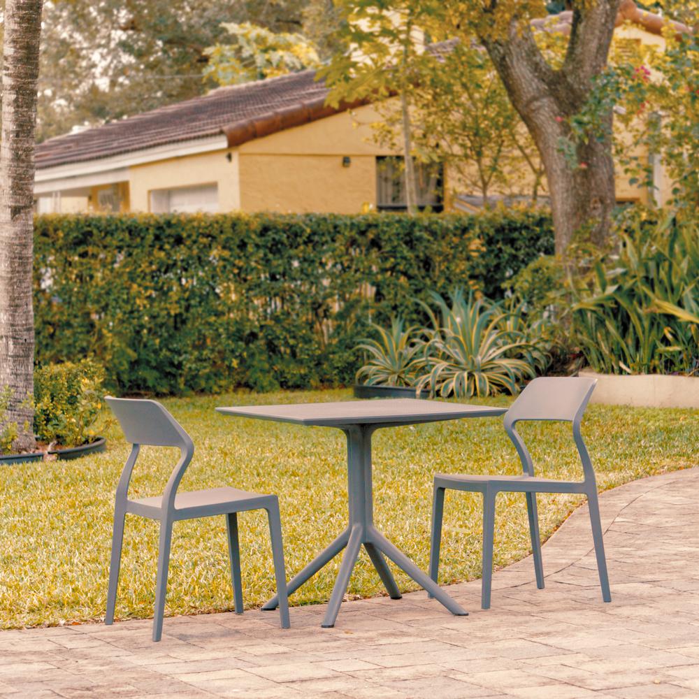 Snow Patio Dining Set with 2 Chairs Dark Gray