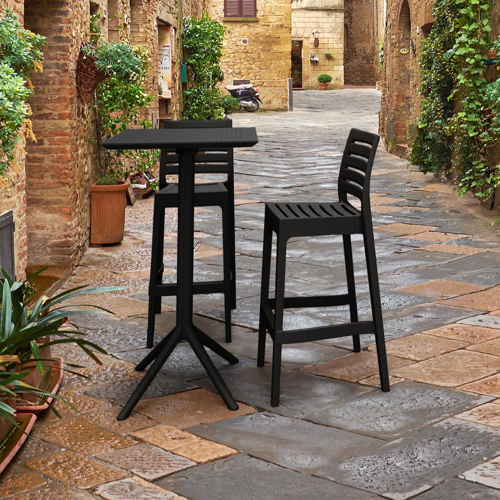 Sky Ares Square Bar Set with 2 Barstools Black