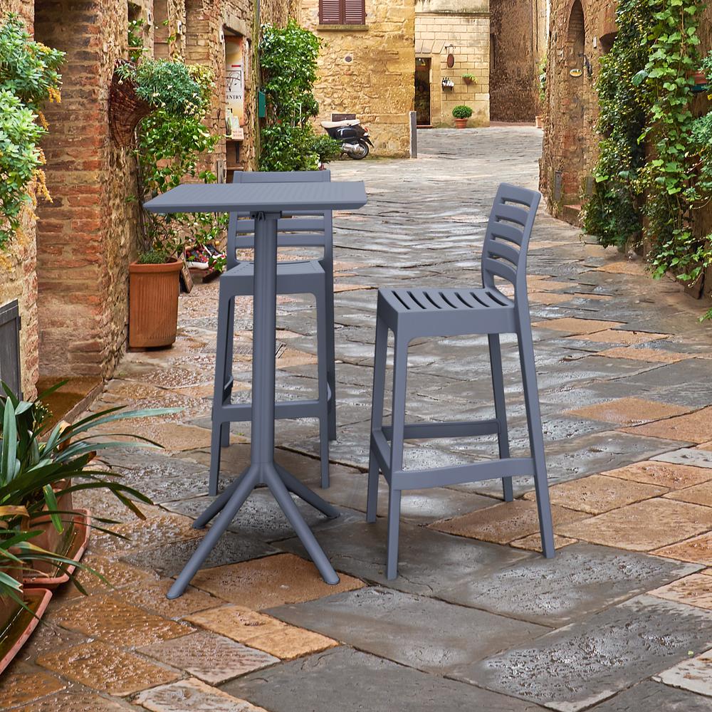 Sky Ares Square Bar Set with 2 Barstools Dark Gray
