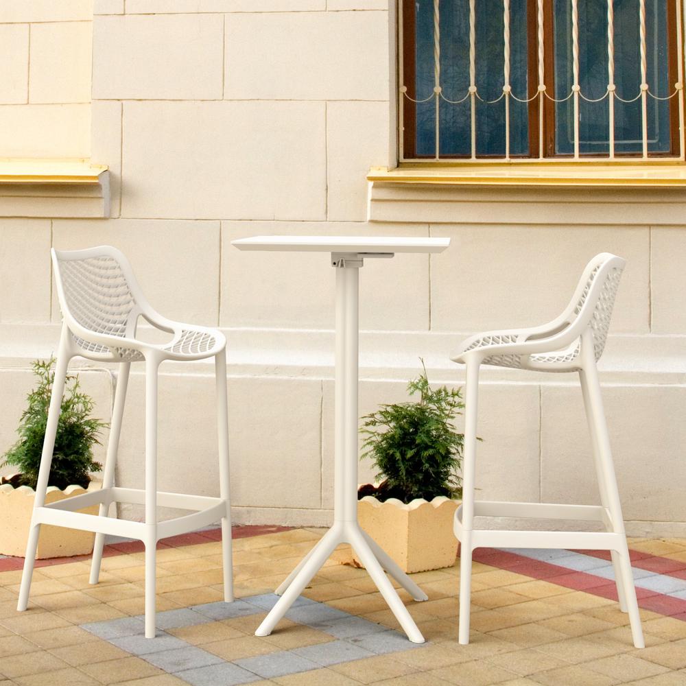 Sky Air Square Bar Set with 2 Barstools White