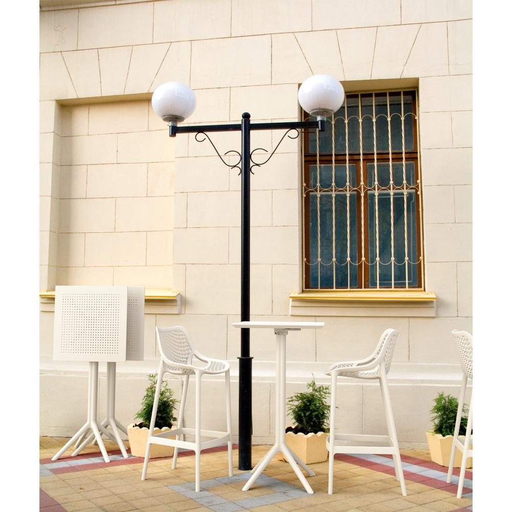 Sky Air Square Bar Set with 2 Barstools White