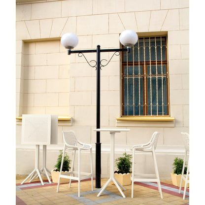 Sky Air Square Bar Set with 2 Barstools White