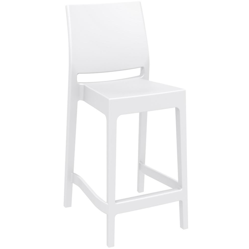 Sky Maya Square Bar Set with 2 Barstools White