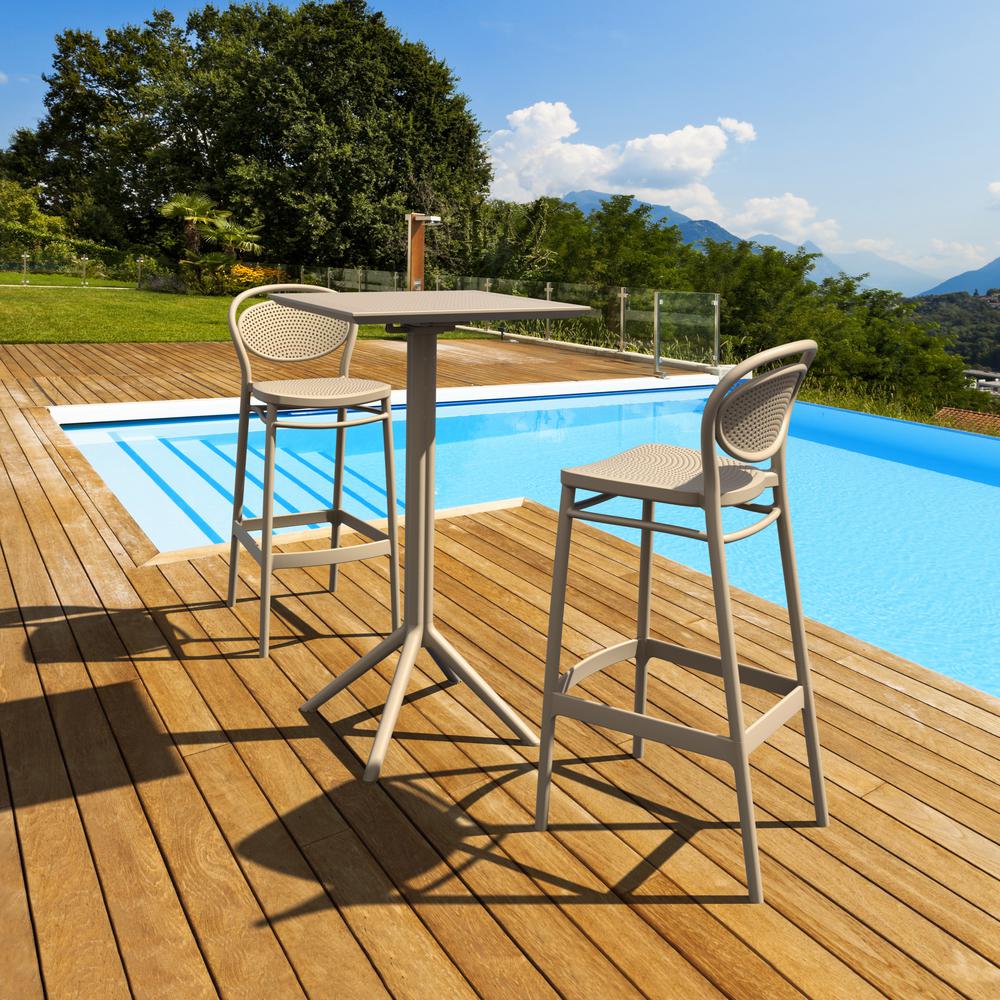Sky Marcel Square Bar Set with 2 Barstools Taupe
