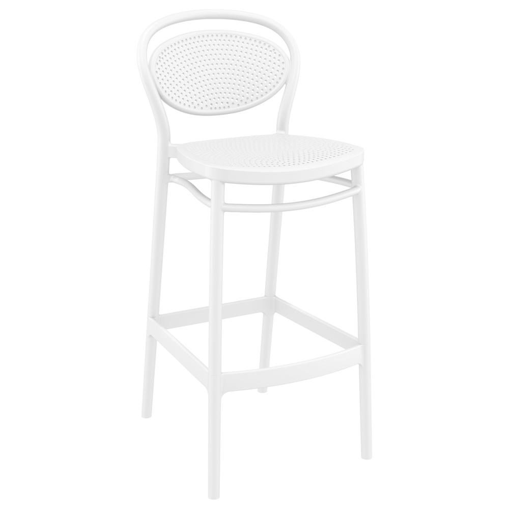 Sky Marcel Square Bar Set with 2 Barstools White