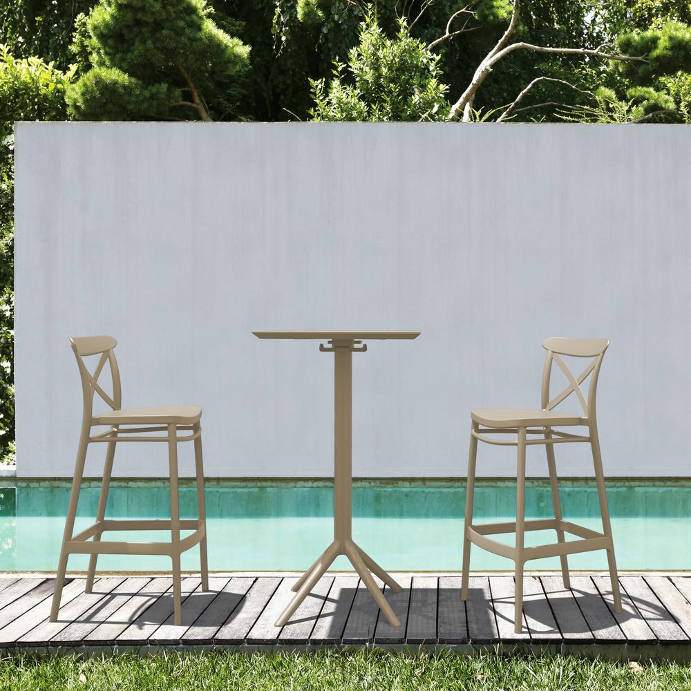 Sky Cross Square Bar Set with 2 Barstools Taupe