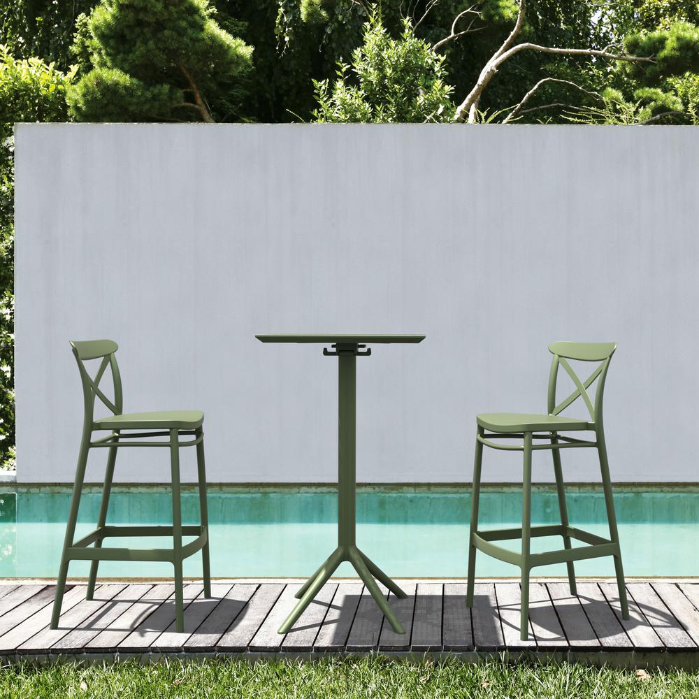 Sky Cross Square Bar Set with 2 Barstools Olive Green
