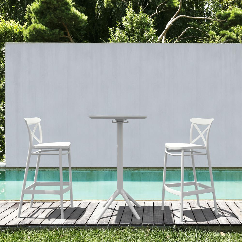 Sky Cross Square Bar Set with 2 Barstools White