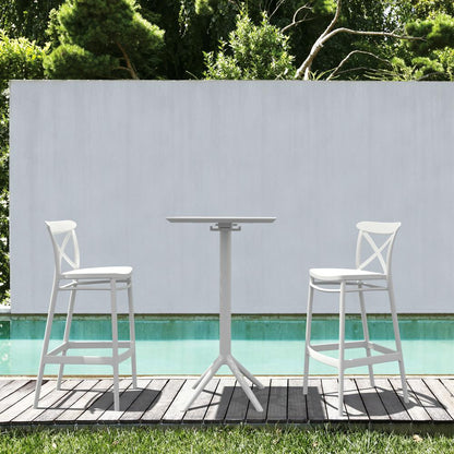 Sky Cross Square Bar Set with 2 Barstools White