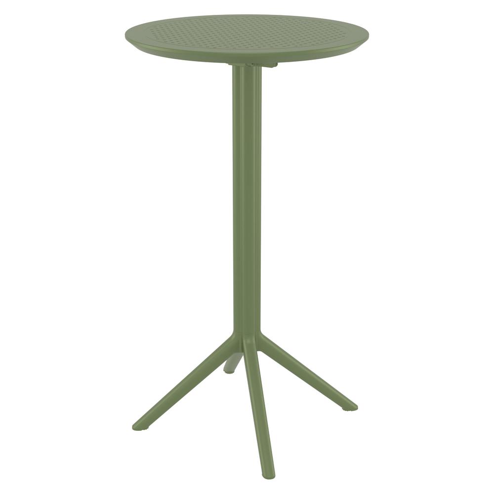 Sky Round Folding Bar Table 24 inch Olive Green