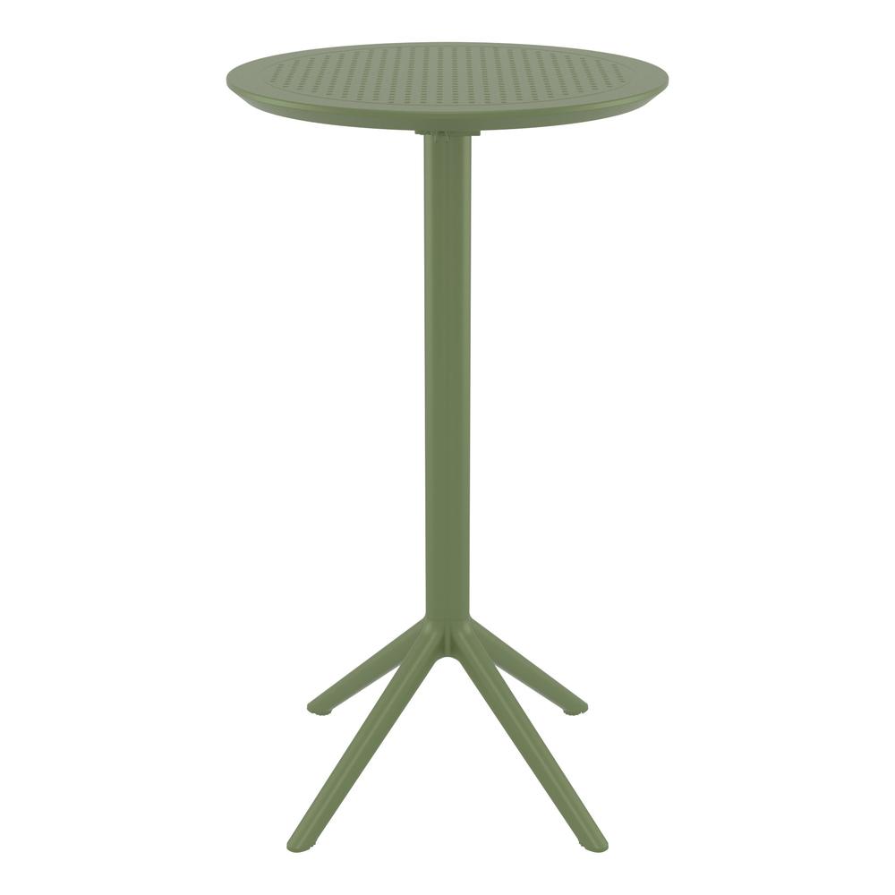 Sky Round Folding Bar Table 24 inch Olive Green