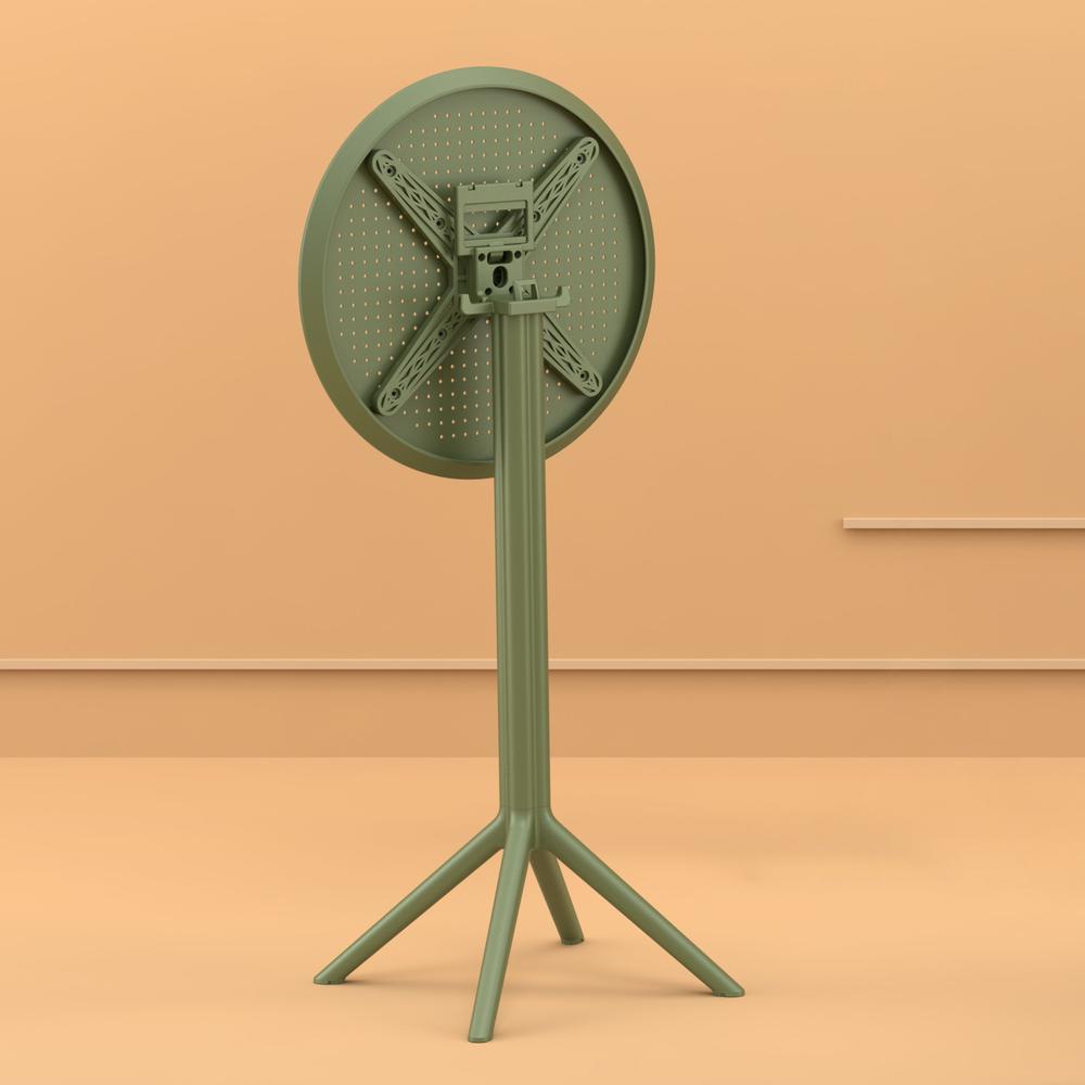 Sky Round Folding Bar Table 24 inch Olive Green