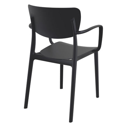 Lisa Outdoor Dining Arm Chair Black, Set of 2