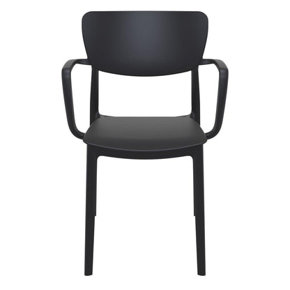 Lisa Outdoor Dining Arm Chair Black, Set of 2