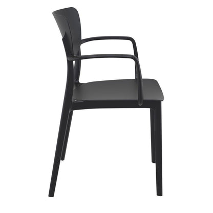 Lisa Outdoor Dining Arm Chair Black, Set of 2