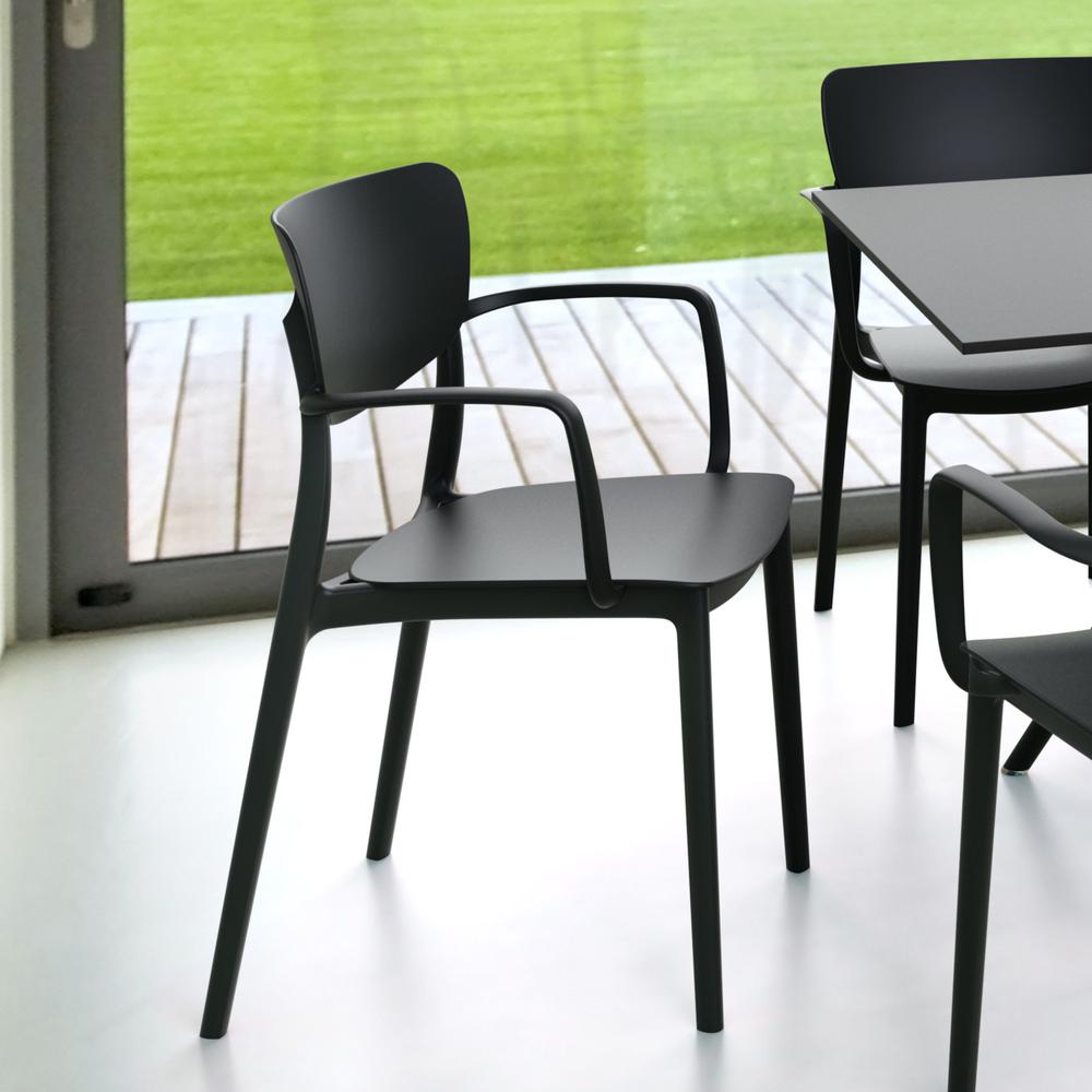Lisa Outdoor Dining Arm Chair Black, Set of 2