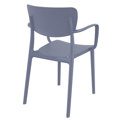 Lisa Outdoor Dining Arm Chair Dark Gray, Set of 2