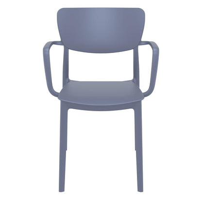Lisa Outdoor Dining Arm Chair Dark Gray, Set of 2