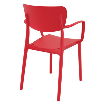 Lisa Outdoor Dining Arm Chair Red, Set of 2