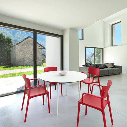 Lisa Outdoor Dining Arm Chair Red, Set of 2