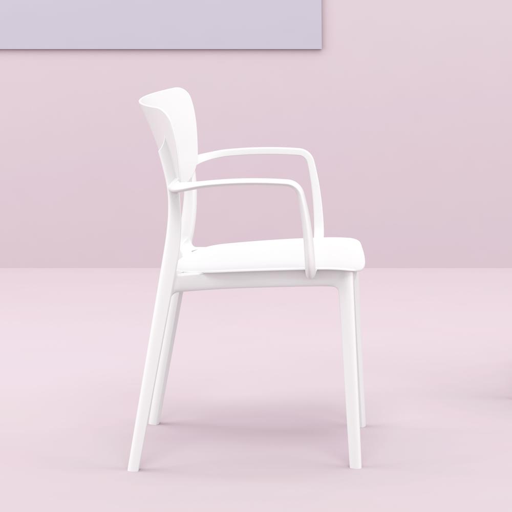 Lisa Outdoor Dining Arm Chair White, Set of 2