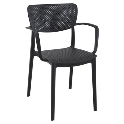 Loft Outdoor Dining Set with 6 Arm Chairs and 55 inch Extension Table Black