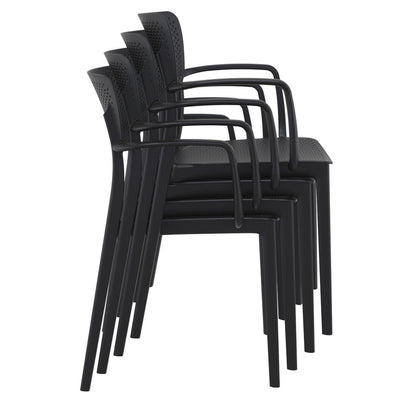 Loft Outdoor Dining Arm Chair Black, Set of 2