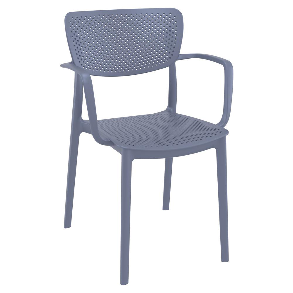 Loft Outdoor Dining Arm Chair Dark Gray, Set of 2