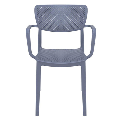 Loft Outdoor Dining Arm Chair Dark Gray, Set of 2