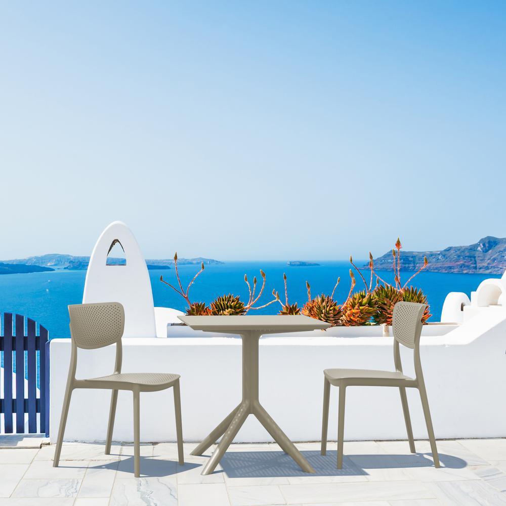 Lucy Outdoor Bistro Set 3 Piece with 24 inch Table Top Taupe