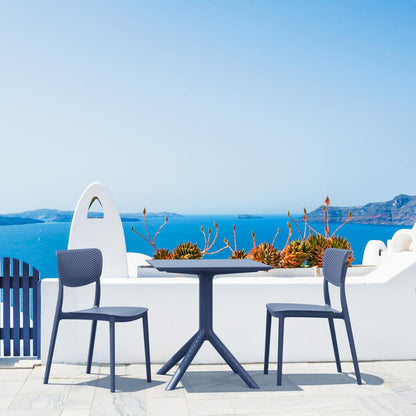Lucy Outdoor Bistro Set 3 Piece with 27 inch Table Top Dark Gray