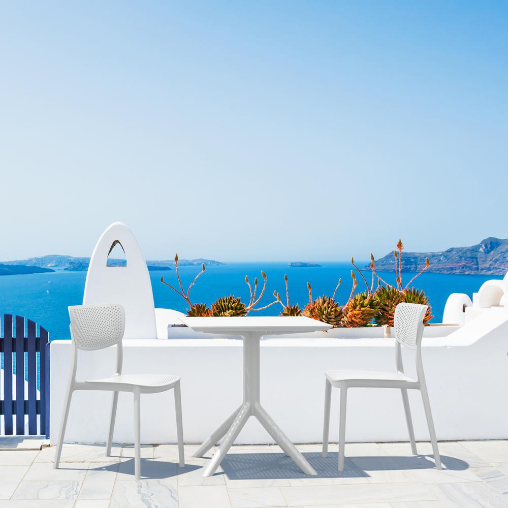 Lucy Outdoor Bistro Set 3 Piece with 31 inch Table Top White