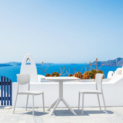 Lucy Outdoor Bistro Set 3 Piece with 31 inch Table Top White