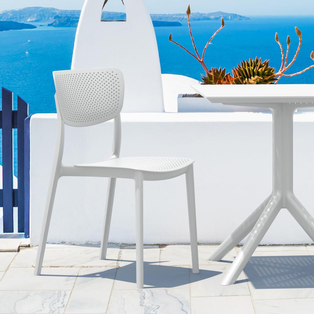 Lucy Outdoor Bistro Set 3 Piece with 31 inch Table Top White