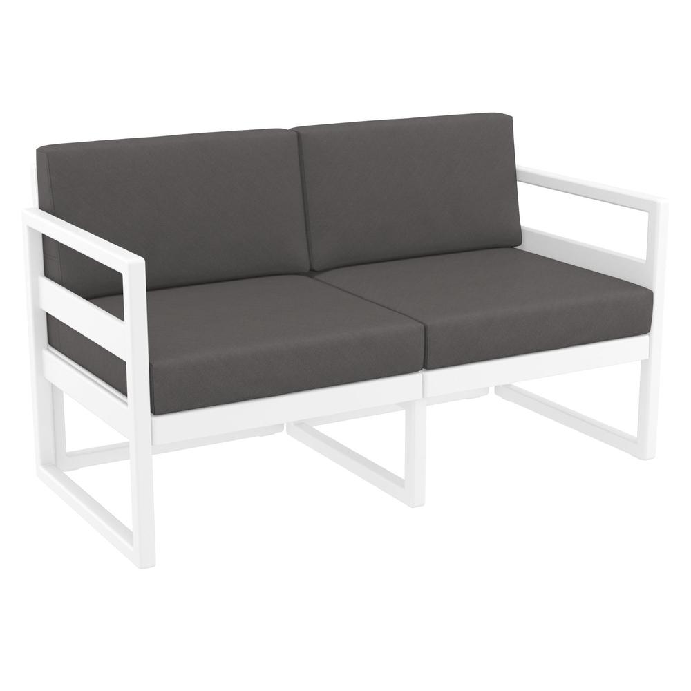 Mykonos Patio Loveseat White with Sunbrella Charcoal Cushion