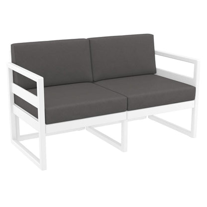 Mykonos Patio Loveseat White with Sunbrella Charcoal Cushion