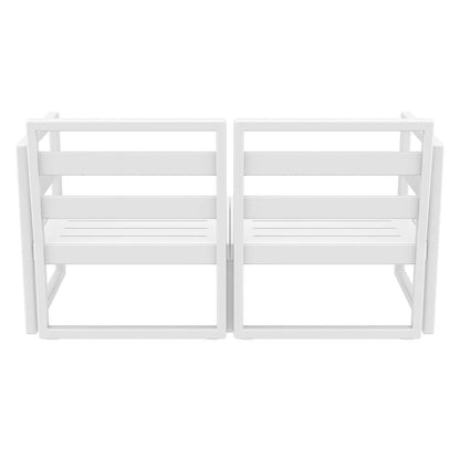 Mykonos Patio Loveseat White with Sunbrella Charcoal Cushion