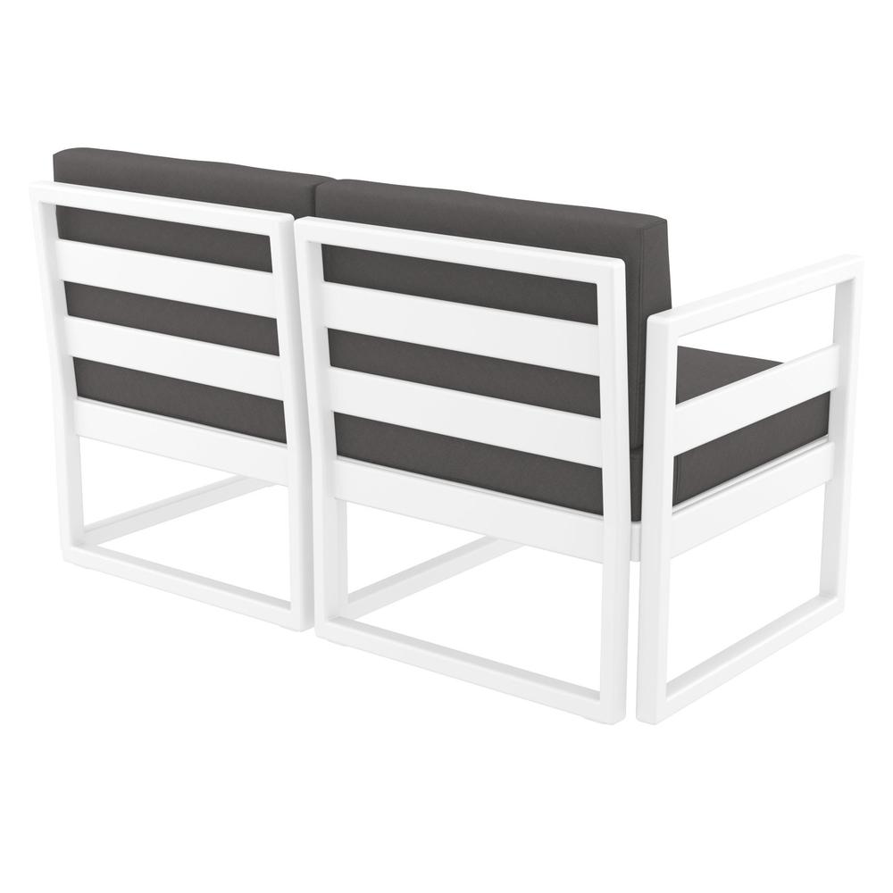 Mykonos Patio Loveseat White with Sunbrella Charcoal Cushion