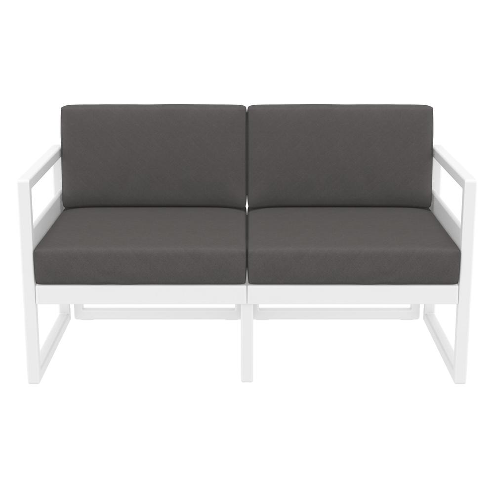 Mykonos Patio Loveseat White with Sunbrella Charcoal Cushion