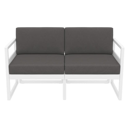 Mykonos Patio Loveseat White with Sunbrella Charcoal Cushion