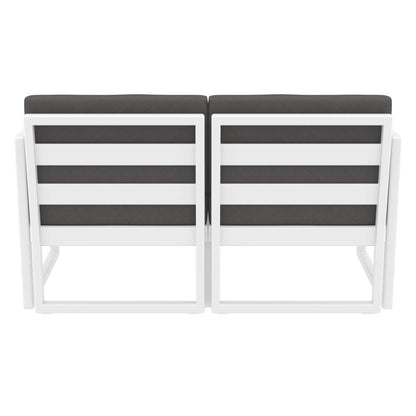 Mykonos Patio Loveseat White with Sunbrella Charcoal Cushion