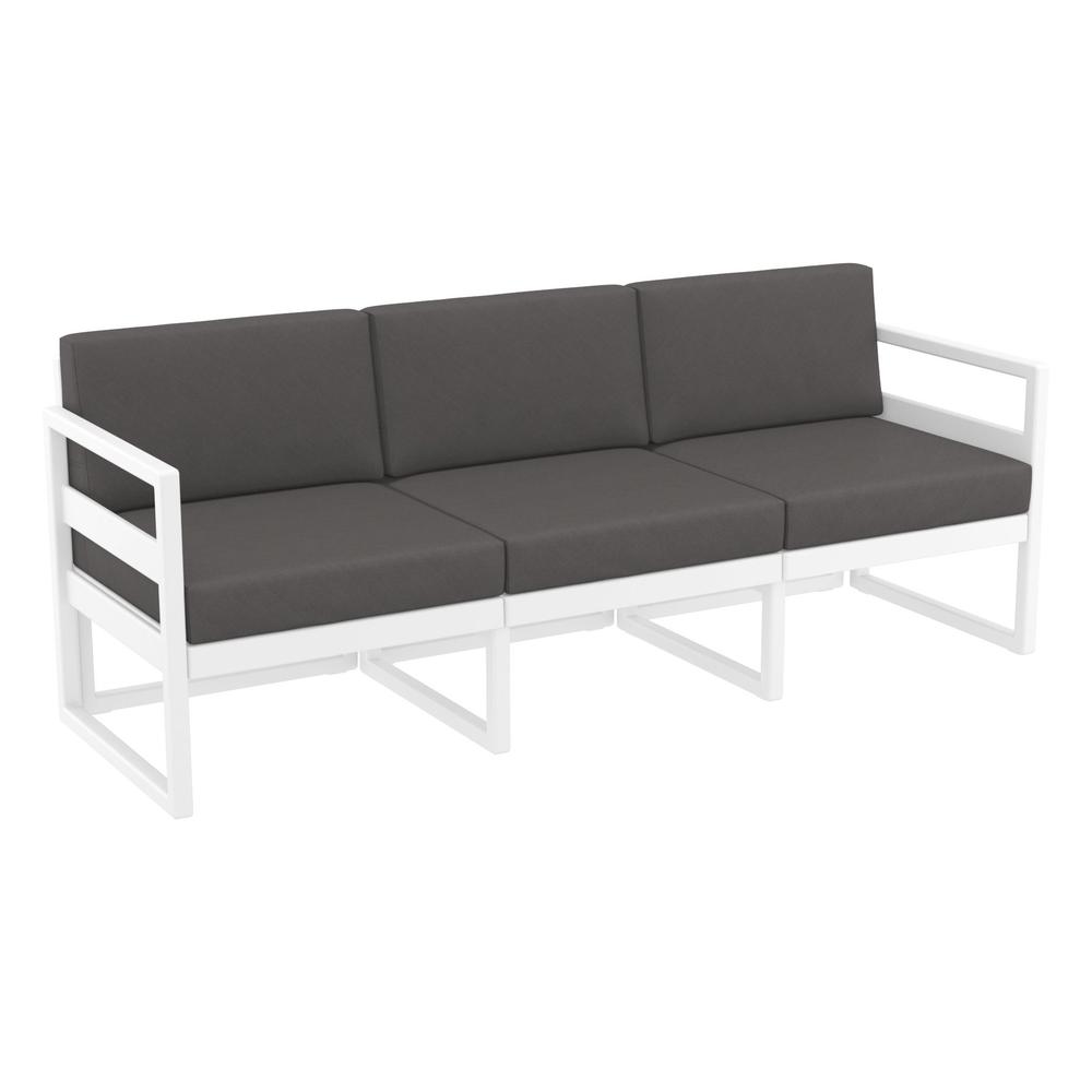 Mykonos Patio Sofa White with Sunbrella Charcoal Cushion