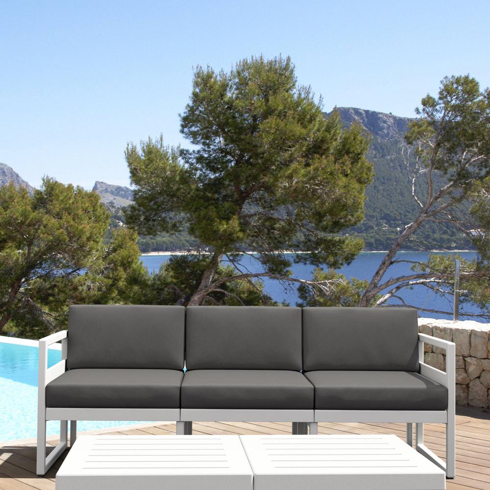 Mykonos Patio Sofa White with Sunbrella Charcoal Cushion