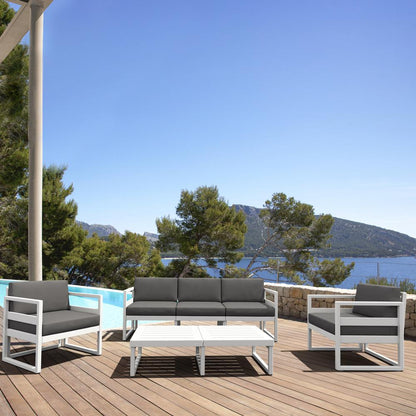 Mykonos Patio Sofa White with Sunbrella Charcoal Cushion