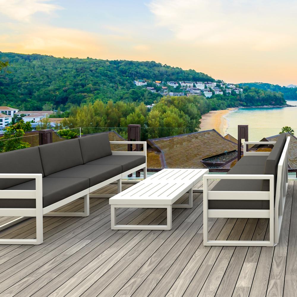 Mykonos Patio Sofa White with Sunbrella Charcoal Cushion