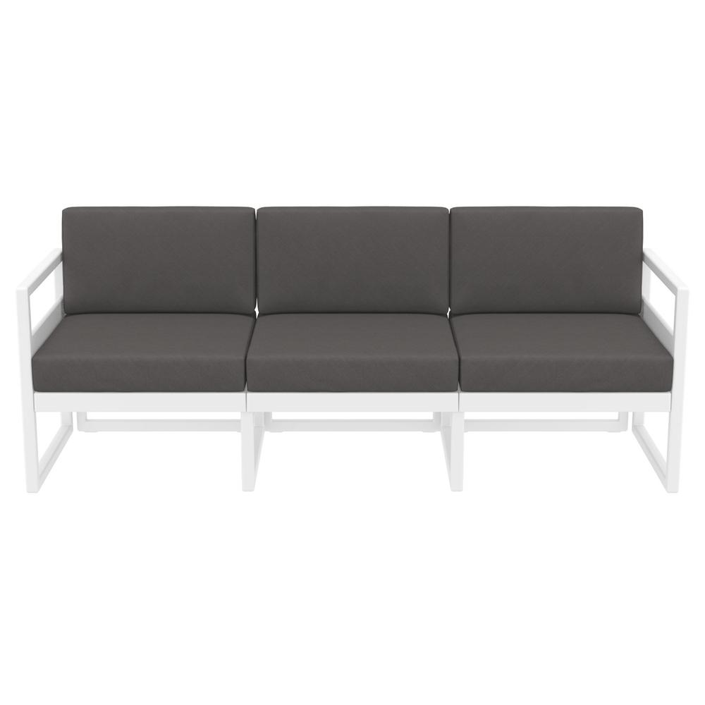 Mykonos Patio Sofa White with Sunbrella Charcoal Cushion