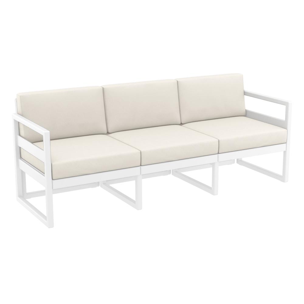 Mykonos Patio Sofa White with Sunbrella Natural Cushion