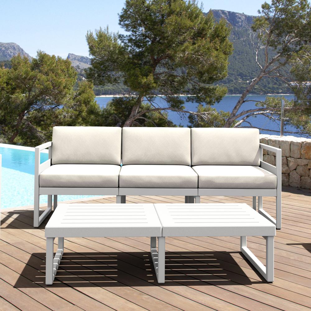 Mykonos Patio Sofa White with Sunbrella Natural Cushion